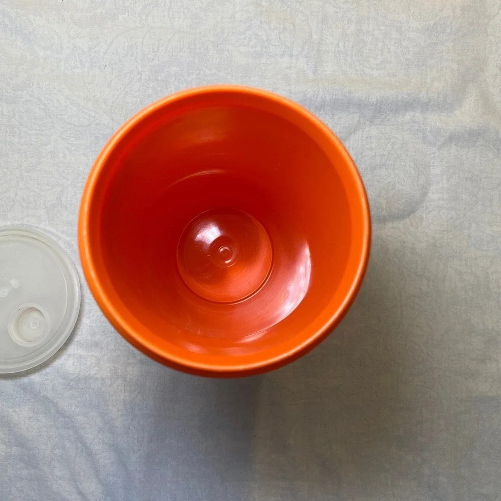 Vintage Tupperware Orange Tall Tumbler Juice Shaker 262-9 w/ Flip Top Lid 603-3